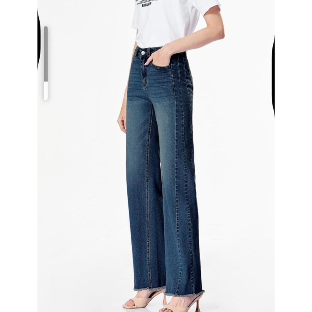 Sidefeel Wide Leg Jeans High Waisted Stretchy Denim Trouser Pants - Picture 4 of 5